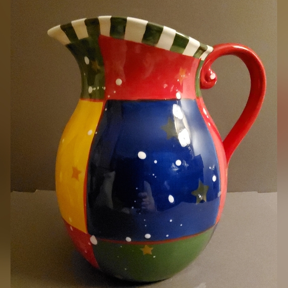 Colorful Handpainted Ceramic StoneLite Pitcher - Picture 1 of 4